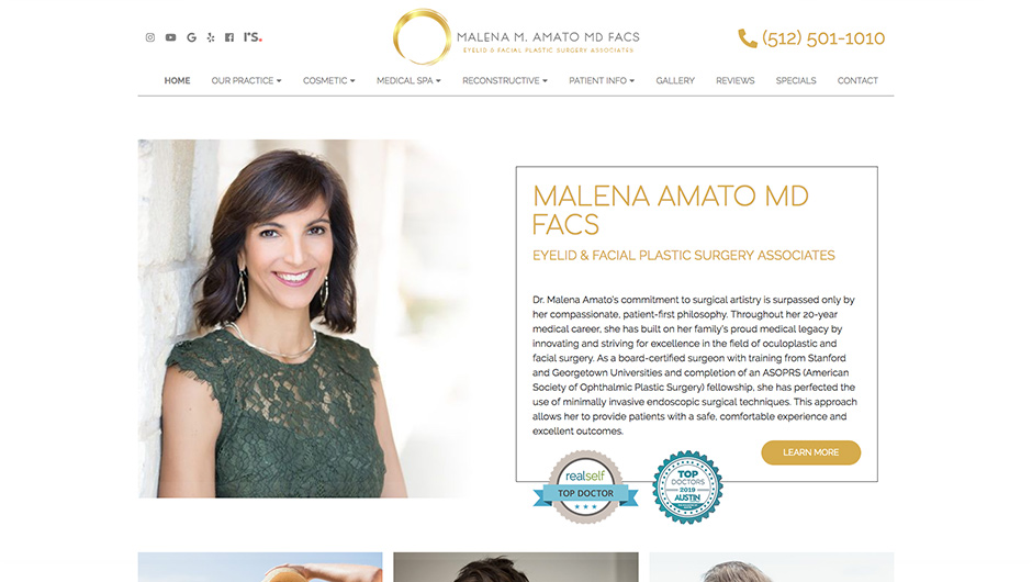 A screenshot of Dr. Amato's website.